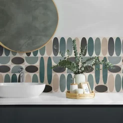 Wallfluent Panneau Décoratif Mural 50x50 cm Motif De Formes Ovales 4 pièces- Lambris Mural