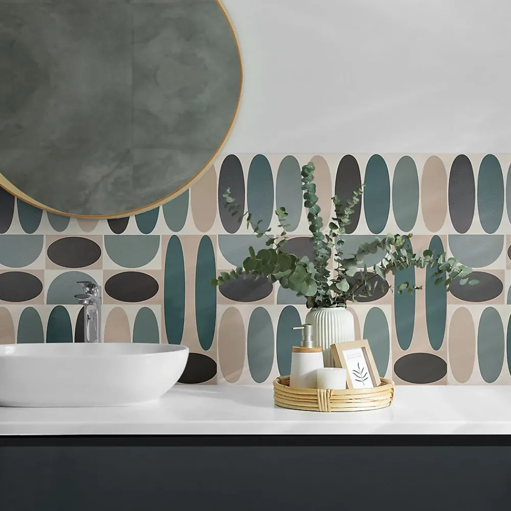 Wallfluent Panneau Décoratif Mural 50x50 cm Motif De Formes Ovales 4 pièces- Lambris Mural