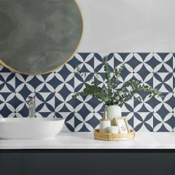 Wallfluent Panneau Décoratif 50x50 cm Motif Floral Géométrique 4 pièces- Lambris Mural