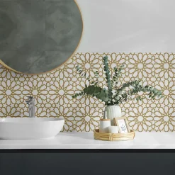 Wallfluent Panneau Décoratif 50x50 cm Motif Géométrique Avec Des Étoiles 4 pièces- Lambris Mural