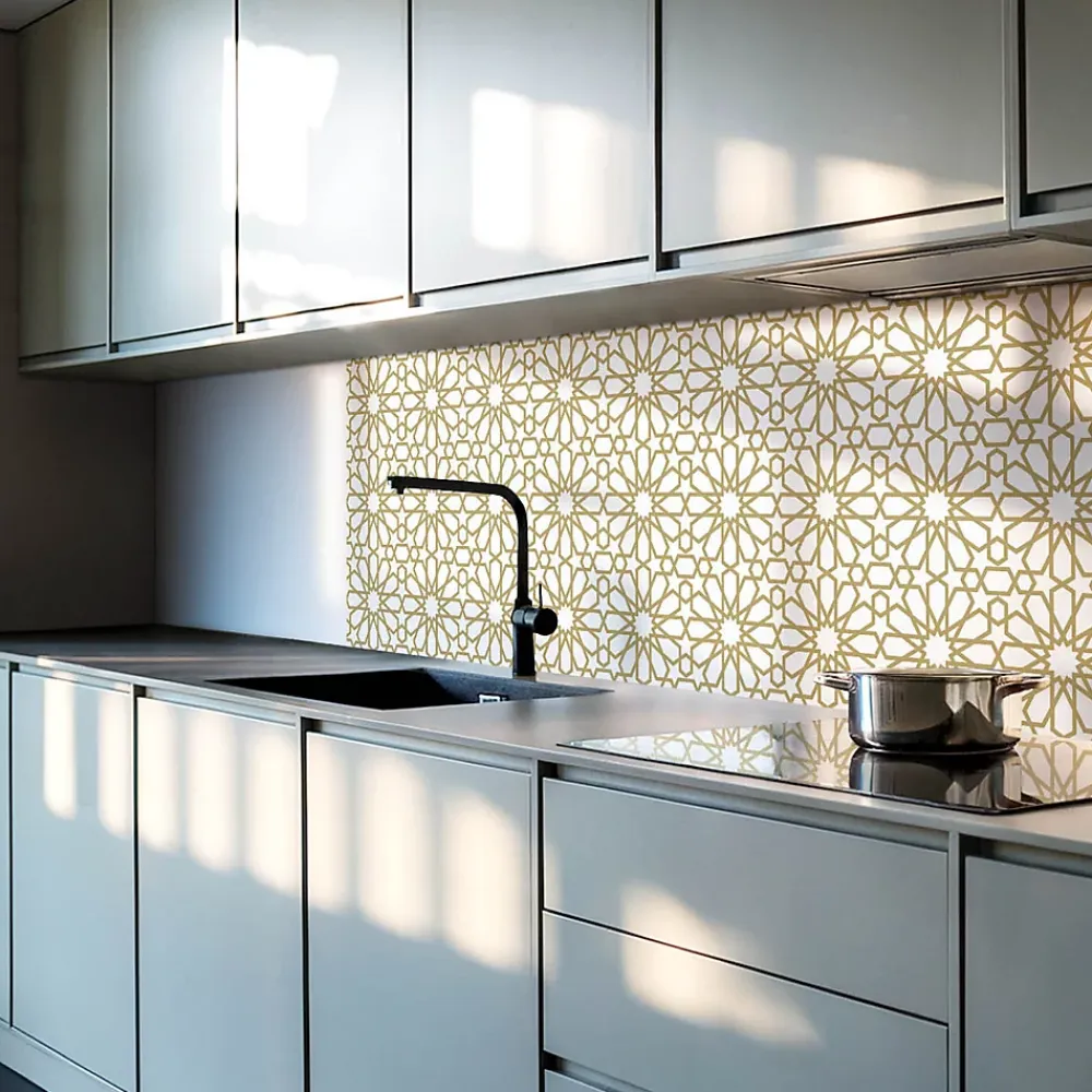 Wallfluent Panneau Décoratif 50x50 cm Motif Géométrique Avec Des Étoiles 4 pièces- Lambris Mural