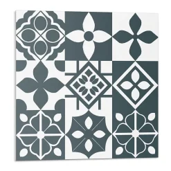 Wallfluent Panneau Décoratif 50x50 cm Motifs Géométriques En Carreaux 4 pièces- Lambris Mural