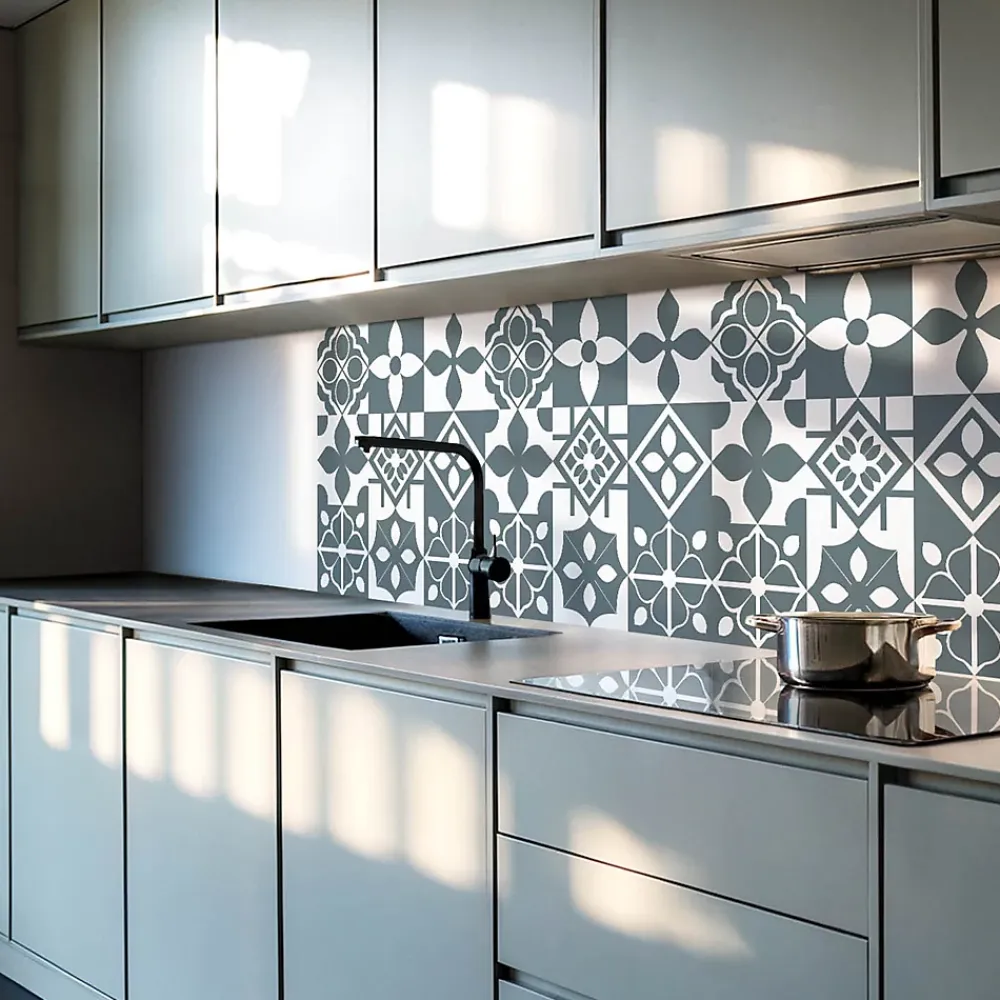 Wallfluent Panneau Décoratif 50x50 cm Motifs Géométriques En Carreaux 4 pièces- Lambris Mural