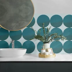 Wallfluent Panneau Décoratif 120x60 cm Géométrie Des Cercles Et Des Carrés 1 pièce- Lambris Mural