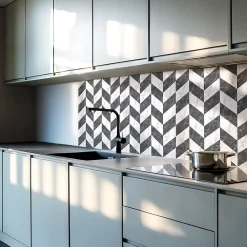 Wallfluent Lambris Mural<Panneau Décoratif 50x50 cm Motif À Chevrons En Marbre 4 pièces
