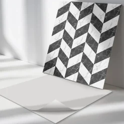 Wallfluent Lambris Mural<Panneau Décoratif 50x50 cm Motif À Chevrons En Marbre 4 pièces