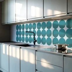 Wallfluent Panneau Décoratif 100x50 cm Géométrie Des Cercles Et Des Carrés 1 pièce- Lambris Mural