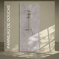Mon Marché Déco Panneau Mural De Salle De Bains<Panneau Douche PVC Béton - L. 240 x l. 100 x ép. 1 cm