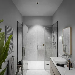 Mon Marché Déco Panneau Mural De Salle De Bains<Panneau Douche PVC Béton - L. 240 x l. 100 x ép. 1 cm
