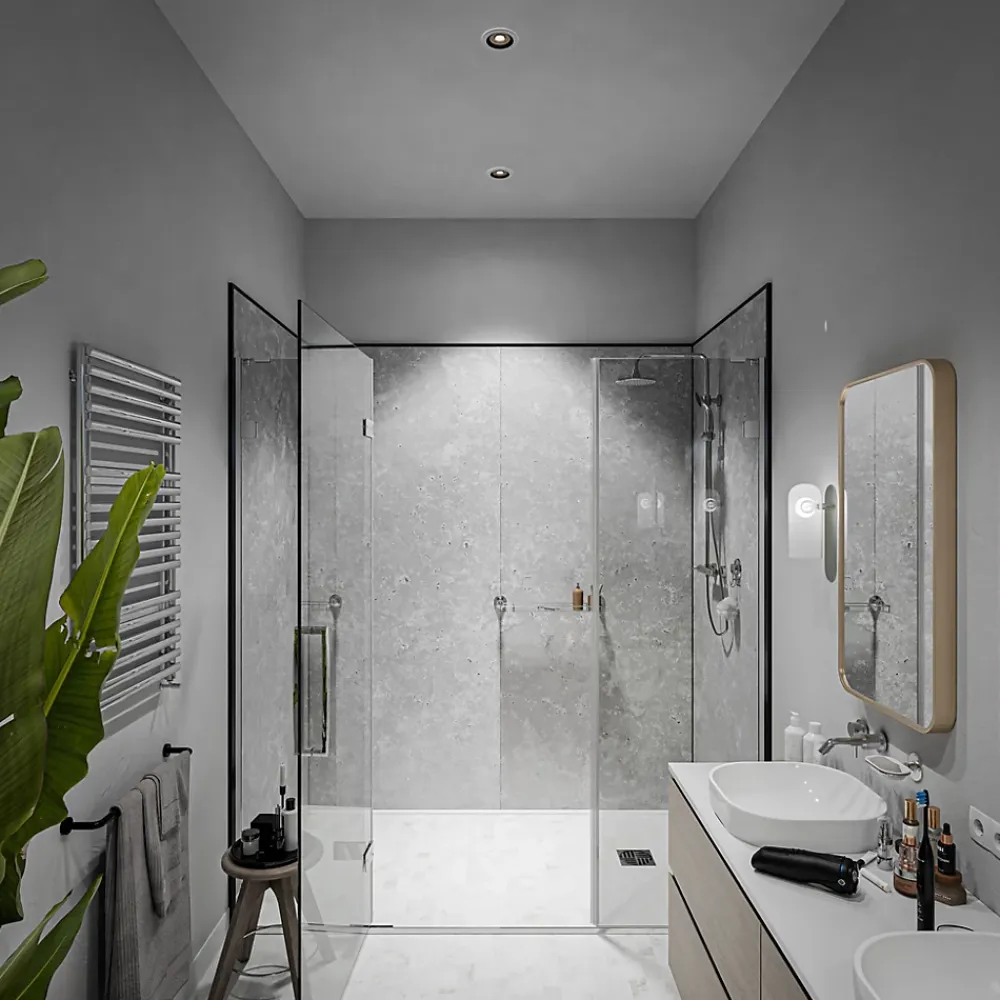 Mon Marché Déco Panneau Mural De Salle De Bains<Panneau Douche PVC Béton - L. 240 x l. 100 x ép. 1 cm