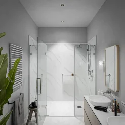 Mon Marché Déco Panneau Mural De Salle De Bains<Panneau Douche PVC Marbre Calacatta - L. 240 x l. 100 x ép. 1 cm