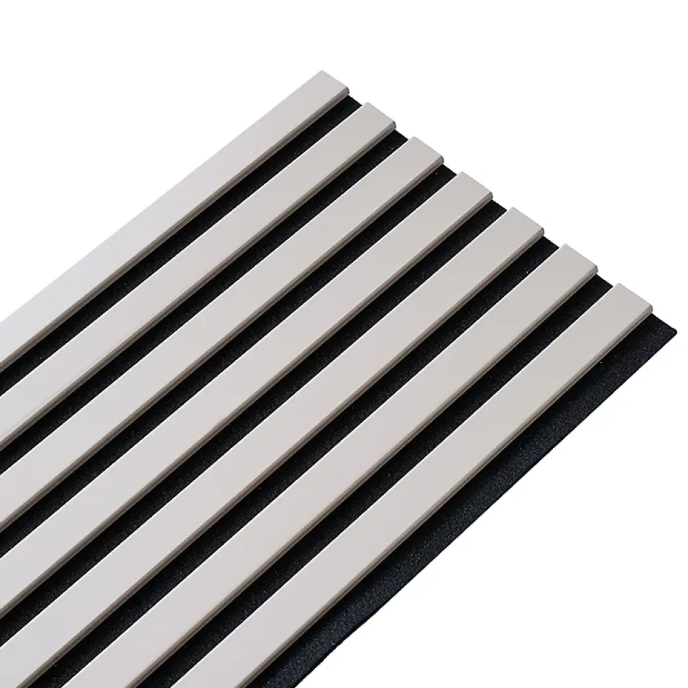 Decoon Panneau Tasseau Bois<Panneau mural acoustique tasseaux bois 250 x 30 x 1,9 cm - Lamelles placage gris fond noir - 0,75m²
