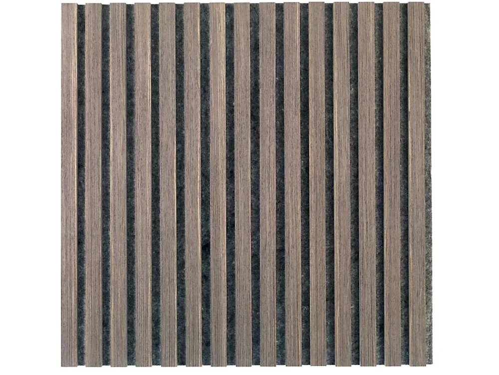 Quiet Wall Panneau Mural Acoustique en Bois - 60x60x2,2 cm - Chêne Foncé - A Lattes - Panneau Tasseau de Bois Naturel- Lambris Mural