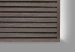 Quiet Wall Panneau Mural Acoustique en Bois - 240x60,5x2,2 cm - Chêne Foncé - A Lattes - Panneau Tasseau de Bois Naturel- Panneau Tasseau Bois