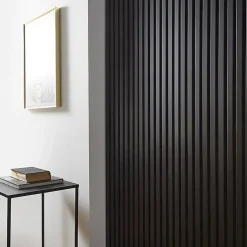 Decoon Panneau Tasseau Bois<Panneau mural acoustique tasseaux bois 250 x 30 x 1,9 cm - Lamelles placage noir fond noir - 0,75m²