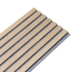 Decoon Panneau Tasseau Bois<Panneau mural acoustique tasseaux bois 250 x 30 x 1,9 cm - Lamelles chêne clair véritable sur fond gris - 0,75m²