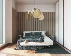 Quiet Wall Panneau Mural Acoustique en Bois - 240x60,5x2,2 cm - Noyer Naturel - A Lattes - Panneau Tasseau de Bois Naturel- Panneau Tasseau Bois