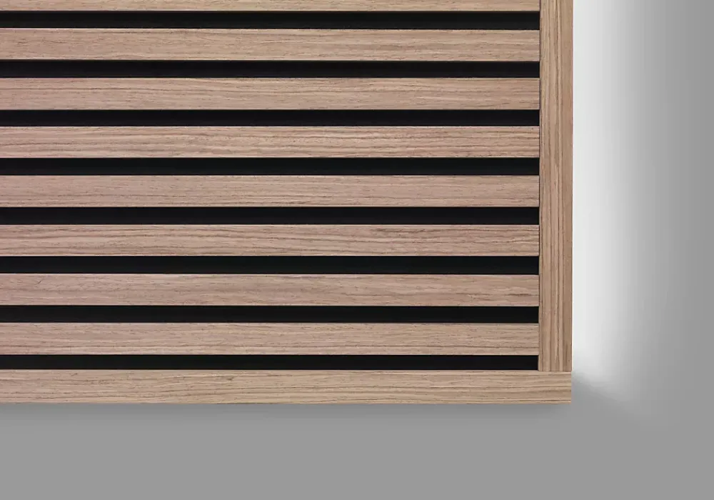 Quiet Wall Panneau Mural Acoustique en Bois - 240x60,5x2,2 cm - Noyer Naturel - A Lattes - Panneau Tasseau de Bois Naturel- Panneau Tasseau Bois