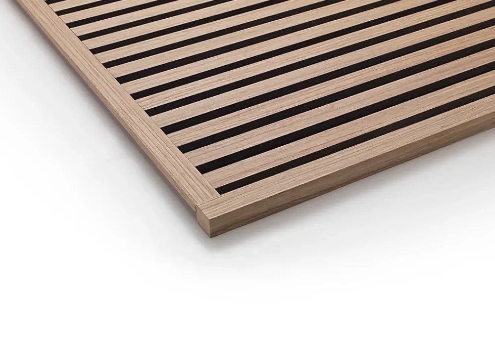 Quiet Wall Panneau Mural Acoustique en Bois - 240x60,5x2,2 cm - Noyer Naturel - A Lattes - Panneau Tasseau de Bois Naturel- Panneau Tasseau Bois