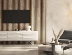 Quiet Wall Panneau Mural Acoustique en Bois - 240x60,5x2,2 cm - Noyer Naturel - A Lattes - Panneau Tasseau de Bois Naturel- Panneau Tasseau Bois