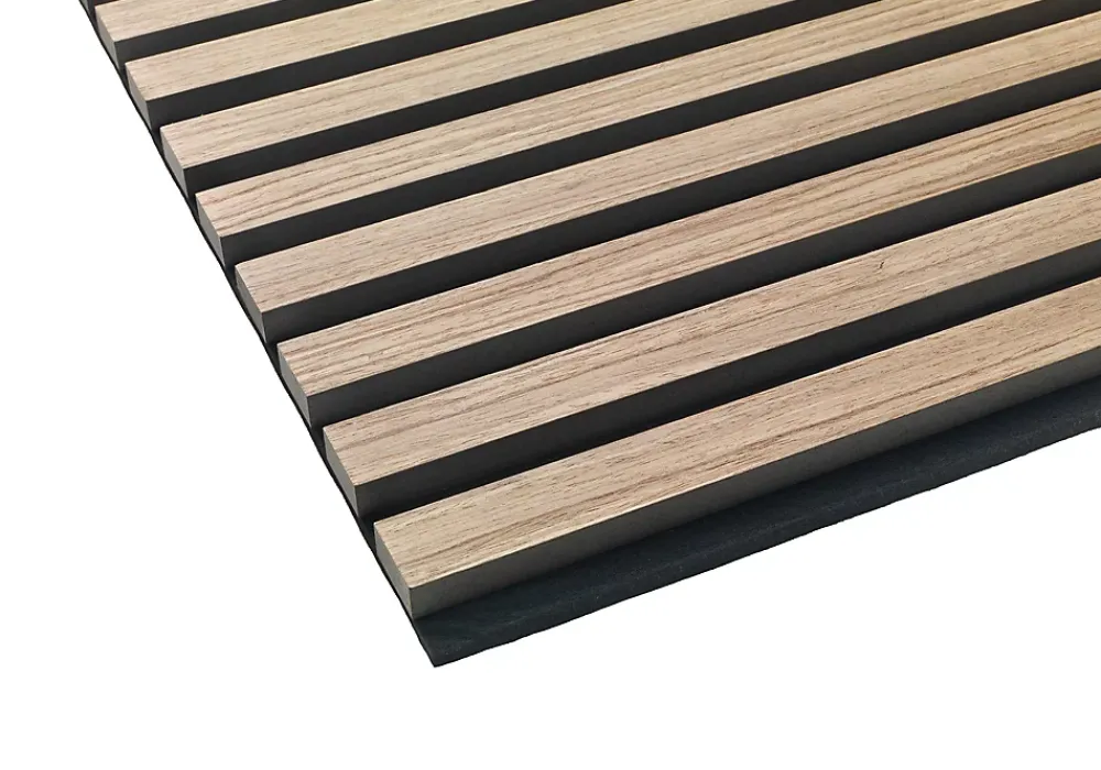 Quiet Wall Panneau Mural Acoustique en Bois - 240x60,5x2,2 cm - Noyer Naturel - A Lattes - Panneau Tasseau de Bois Naturel- Panneau Tasseau Bois