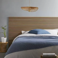 Decoon Panneau mural acoustique tasseaux bois 250 x 30 x 1,9 cm - Lamelles chêne clair véritable sur fond noir - 0,75m²- Panneau Tasseau Bois