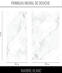 Ma nouvelle décoration Panneau Mural Alu Douche salle de bain MARBRE BLANC Mat 120 cm x 210 cm Ma Nouvelle Déco- Panneau Mural De Salle De Bains