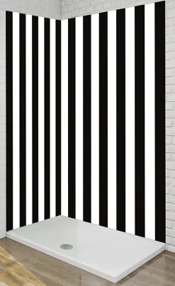 Ma nouvelle décoration Panneau Mural Alu Douche salle de bain CHANTAL noir et blanc 120 cm x 210 cm Ma Nouvelle Déco- Panneau Mural De Salle De Bains