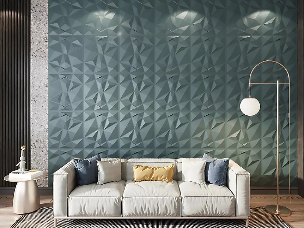 Vente-unique Panneau mural 3D à peindre - pack de 3m² - lot de 12 pièces - ANGLY- Lambris Mural