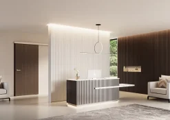 Hardwarexchange Panneau mural 3D en MDF massif Noyer satiné de 2760 mm X 750 mm MIDDLE WAVY- Panneau Tasseau Bois
