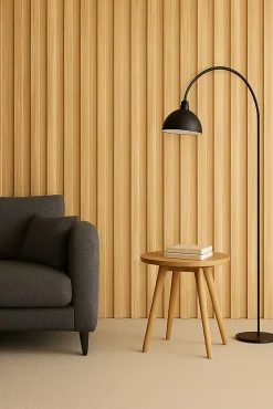 Hardwarexchange Panneau mural 3D en MDF massif Chene moyen satiné de 2760 mm X 750 mm MIDDLE WAVY- Panneau Tasseau Bois