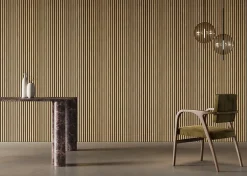 Hardwarexchange Panneau mural 3D MIDDLE WAVY 2760 x 750 x 12 mm chêne noir satiné- Panneau Tasseau Bois