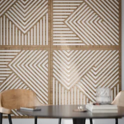 Radex Panneau mural décoratif Zoey design géométrique ajouré effet bois clair L.60 x l.60 x ép.1cm 3pcs- Panneau Décoratif En Bois|Panneau Bois, Osb, Mdf