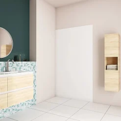 AICA Sanitaire Panneau mural de douche blanc 90x210cm,Panneaux muraux salle de bain habillage mural aluminium,avec 2 profilés de finition- Panneau Mural De Salle De Bains