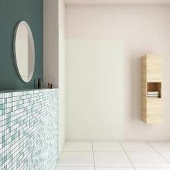 AICA Sanitaire Panneau mural de douche Ivoire 120x90x210cm,Panneaux muraux salle de bain habillage mural aluminium,avec 2 profilés de finition- Panneau Mural De Salle De Bains
