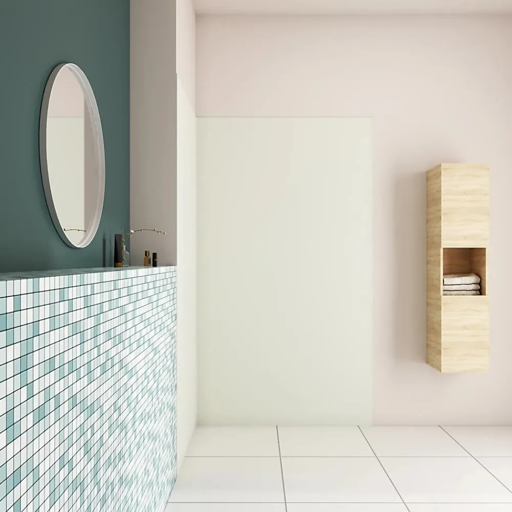 AICA Sanitaire Panneau mural de douche Ivoire 120x90x210cm,Panneaux muraux salle de bain habillage mural aluminium,avec 2 profilés de finition- Panneau Mural De Salle De Bains