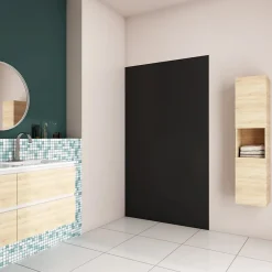 AICA Sanitaire Panneau Mural De Salle De Bains<Panneau mural de douche Noir 120x210cm,Panneaux muraux salle de bain habillage mural aluminium,avec 2 profilés de finition