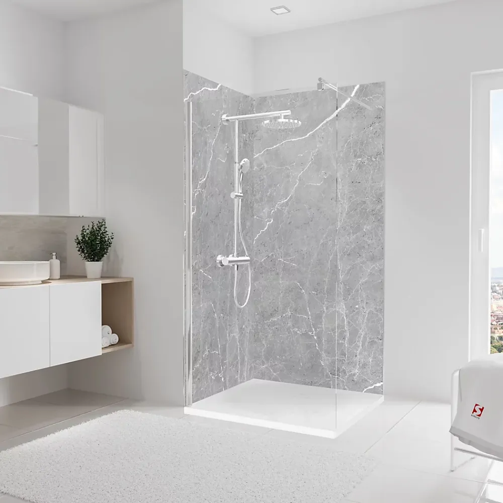 Schulte Panneau Mural De Salle De Bains<Panneau mural de salle de bain l.100 x H.255 cm, marbre gris, Décodesign vendu par 2