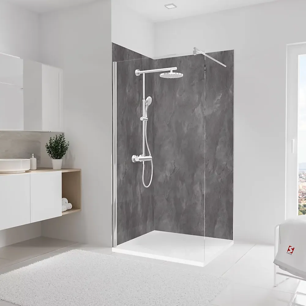 Schulte Panneau Mural De Salle De Bains<Panneau mural de salle de bain l.100 x H.255 cm, schiste anthracite, Décodesign vendu par 2