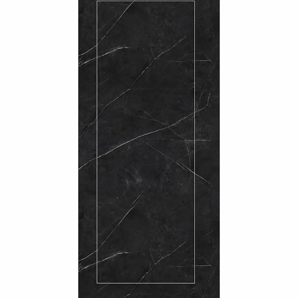 Decoon Panneau Mural Douche SPC/PVC Décor Marbre Noir satiné - 90x260cm - 2,34M²- Panneau Mural De Salle De Bains
