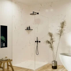 Autres Panneau Mural De Salle De Bains<Panneau mural pour salle de bain resine effet marbre blanc 250x120 cm Natte d'etancheite periferique integree