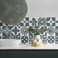 Wallfluent Panneau Mural PVC 100x50 cm Motif Floral Symétrique 1 pièce- Lambris Mural