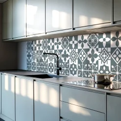 Wallfluent Panneau Mural PVC 100x50 cm Motif Floral Symétrique 1 pièce- Lambris Mural