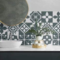 Wallfluent Panneau Mural PVC 120x60 cm Motif Floral Symétrique 1 pièce- Lambris Mural