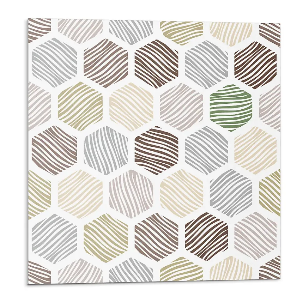 Wallfluent Panneau Mural PVC 50x50 cm Motif Hexagonal Avec Des Lignes 4 pièces- Lambris Mural
