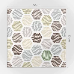 Wallfluent Panneau Mural PVC 50x50 cm Motif Hexagonal Avec Des Lignes 4 pièces- Lambris Mural
