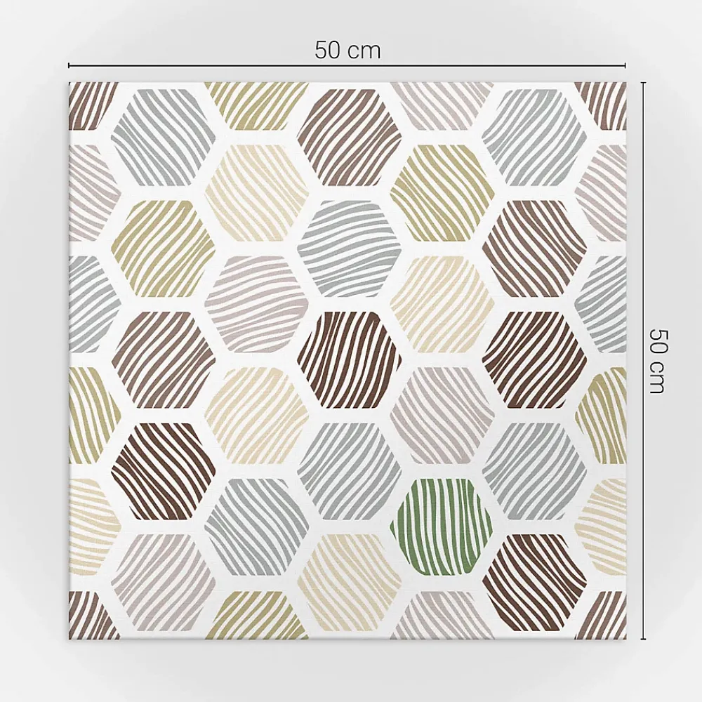 Wallfluent Panneau Mural PVC 50x50 cm Motif Hexagonal Avec Des Lignes 4 pièces- Lambris Mural
