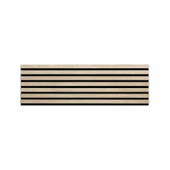 Decoon Panneau mural tasseau bois 120 x 30 x 1 cm - Lamelles chêne clair véritable fond noir 0,36 m²- Panneau Tasseau Bois