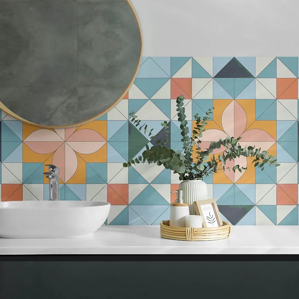 Wallfluent Panneau Mural TV 120x60 cm Géométrie Des Formes 1 pièce- Lambris Mural