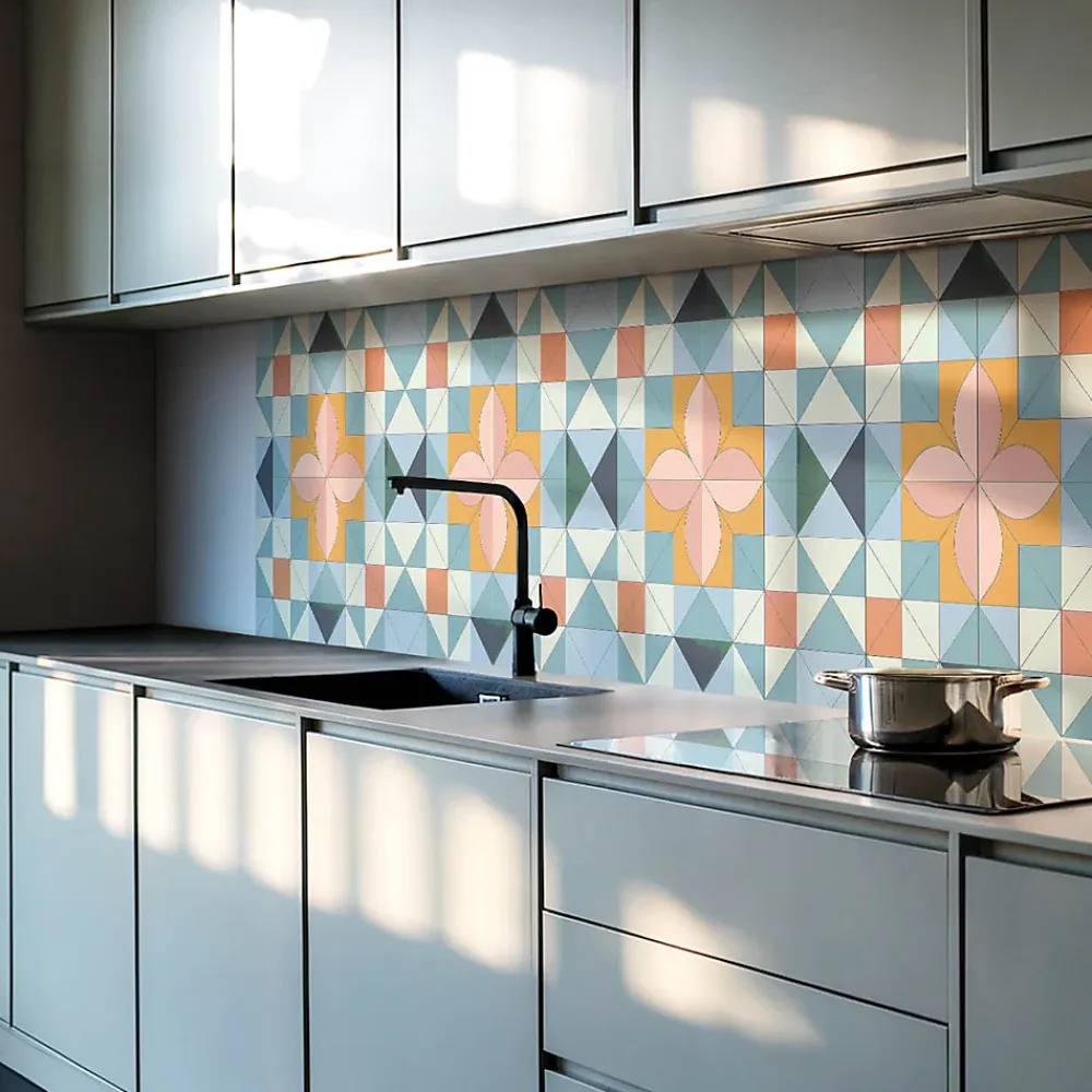 Wallfluent Panneau Mural TV 120x60 cm Géométrie Des Formes 1 pièce- Lambris Mural